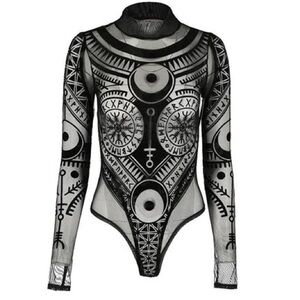 Restyle Runes Mesh Bodysuit
